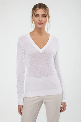 Pull en mesh à col V