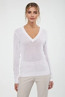 Pull en mesh à col V