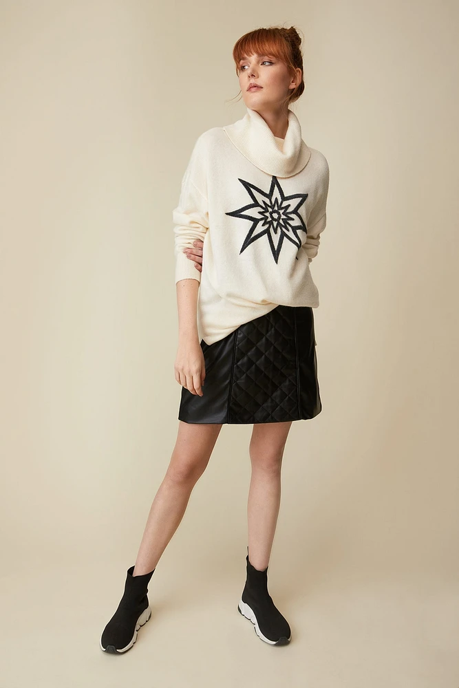 Turtleneck sweater with star pattern