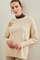 Crew neck sweater with lurex stars