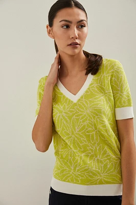 Pull manches courtes à maille ajourée