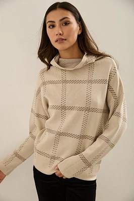 Hooded Jacquard Sweater