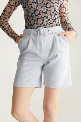 Vegan suede short with belt