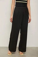 Wide leg fluid pants with pleat