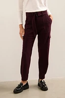 High waist fluid pants with belt