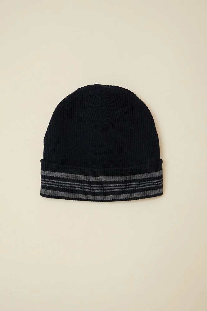 Merino wool hat with stripes d