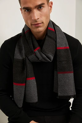 Plaid design brushed scarf