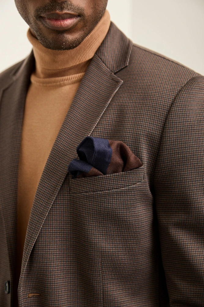 Colour Block Herringbone Pocket Square