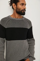 Colour block crew neck sweater