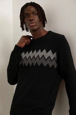 Color block crew neck sweater