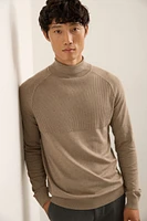 Textured Front Turtle Neck Sweater