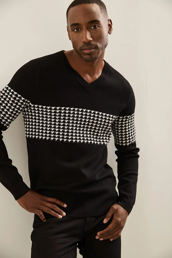 Houdstooth Colour Block Sweater