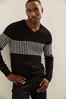 Houdstooth Colour Block Sweater