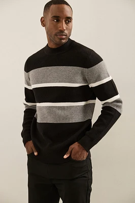 Striped Mock Neck Sweater