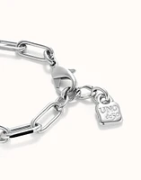 Paper clip link bracelet with padlock
