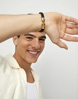 Leather bracelet with golden clasp