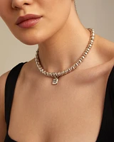 Short beaded chain necklace with padlock charm