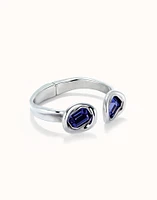 Bangle bracelet with two purple crystals