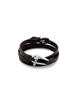 Leather bracelet with a small central link