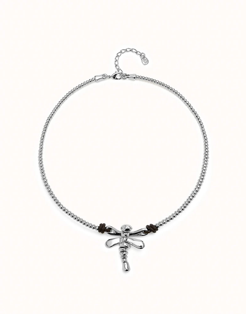 Short pendant necklace with dragonfly