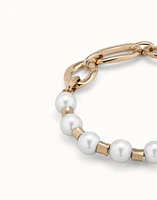 Link chain bracelet with pearls