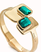 Bangle bracelet with green crystals