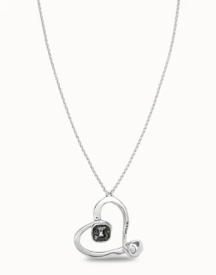 Long chain pendant necklace with a large heart