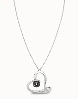 Long chain pendant necklace with a large heart