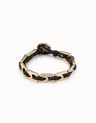 Leather bracelet with rectangular links