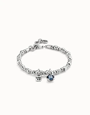 Beaded stretch bracelet with blue crystal