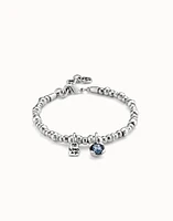 Beaded stretch bracelet with blue crystal
