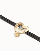 Multi strand leather bracelet with a heart