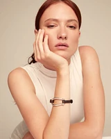 Leather bracelet with large central link