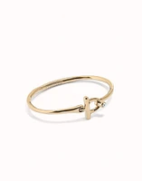 Bangle bracelet with white topaz