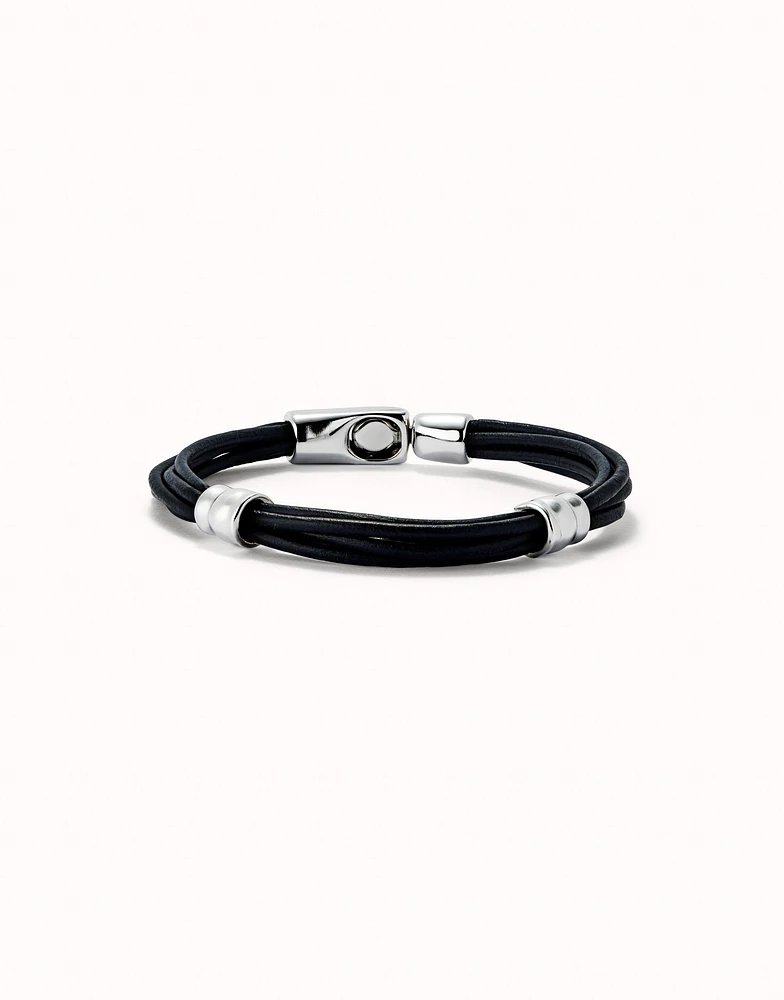 Leather bracelet with 2 circles