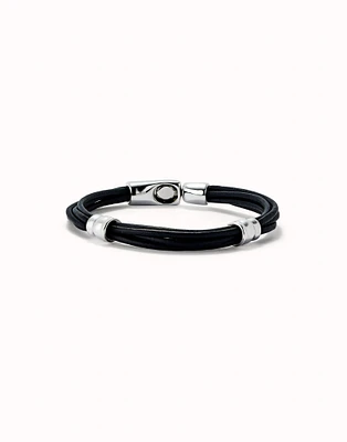 Leather bracelet with 2 circles