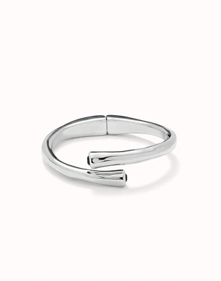 Bangle bracelet with two black crystal