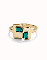 Bangle bracelet with green crystals