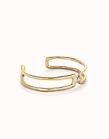 Double strand bangle bracelet with white topaz