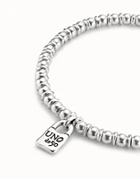 Short beaded chain necklace with padlock charm
