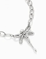 Short link chain necklace with dragonfly