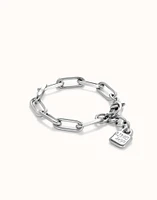 Paper clip link bracelet with padlock