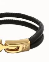 Leather bracelet with golden clasp