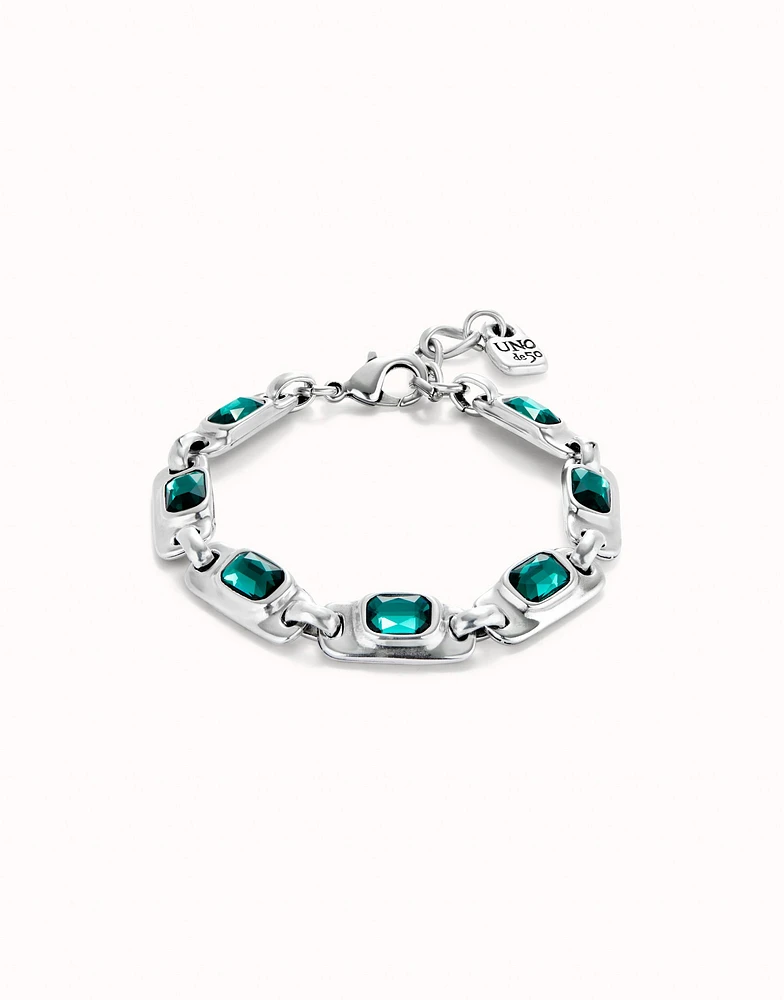 Chain bracelet with green crystals