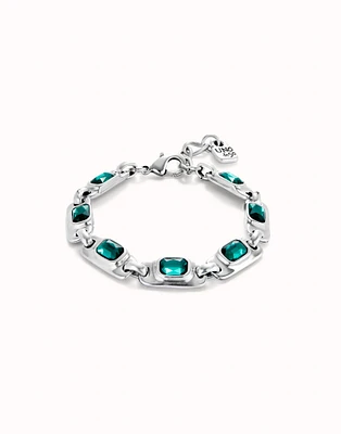 Chain bracelet with green crystals