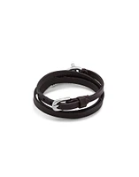Leather bracelet with a small central link