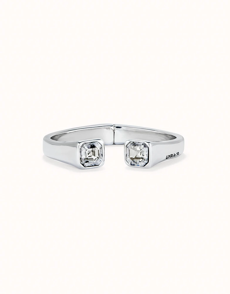 Cuff bracelet with white crystal