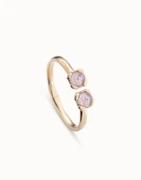 Bangle bracelet with two pink crystals