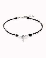 Leather pendant necklace with dragonfly