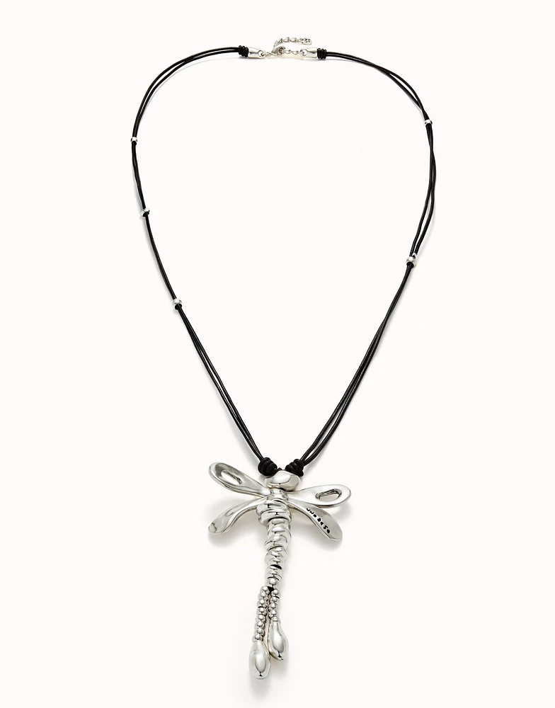 Long pendant necklace with a dragonfly